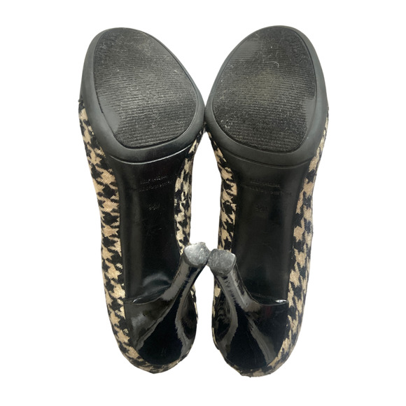 GUESS Tweed Houndstooth‎ Buckle Y2K Patent Cap Toe Retro Stiletto Heels - Picture 6 of 8